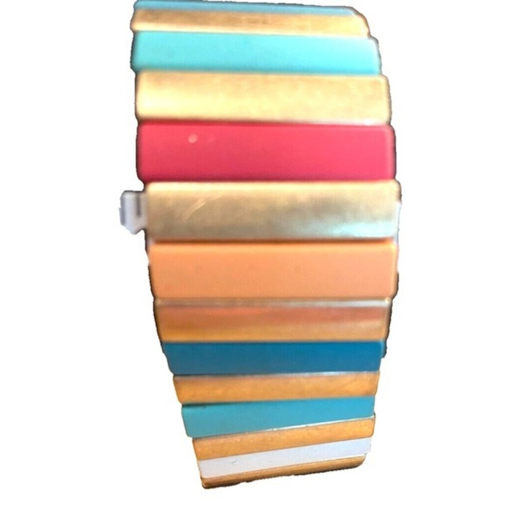 Chunky Bracelet Multi Color Stretch 1" gold‎ blue pink Purple peach white